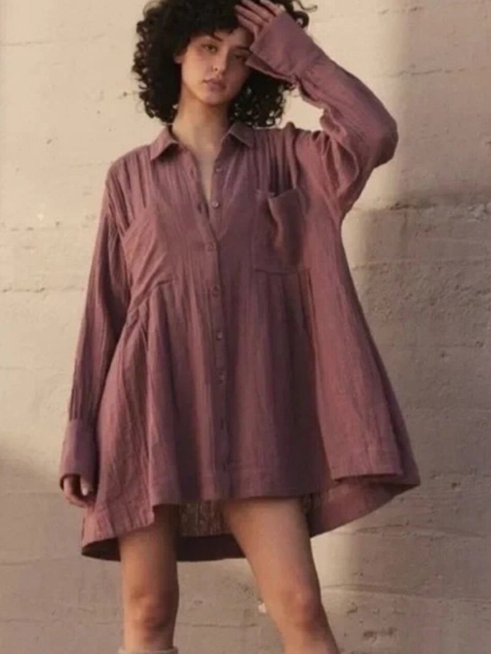 Free People The Voyager Shirtdress mauve gauze. Sz XS. NEW